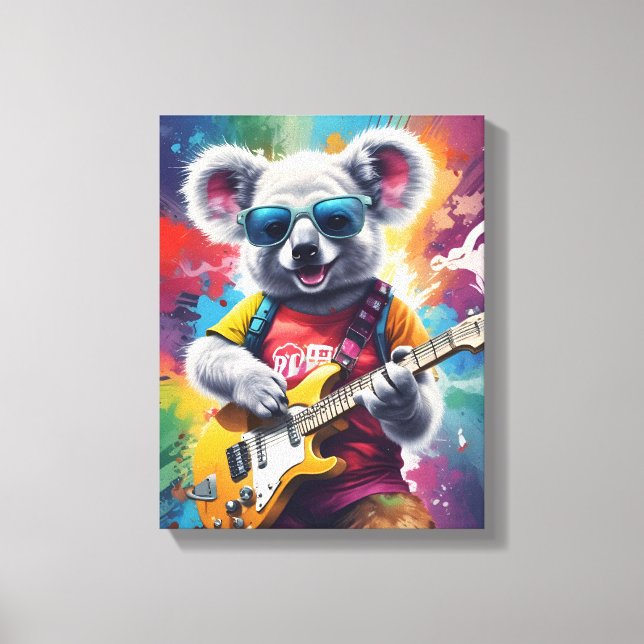Koala spelar gitarr, sten graffiti canvastryck (Framsida)