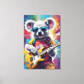 Koala spelar gitarr, sten graffiti canvastryck