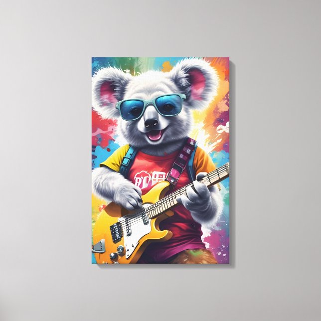 Koala spelar gitarr, sten graffiti canvastryck (Framsida)