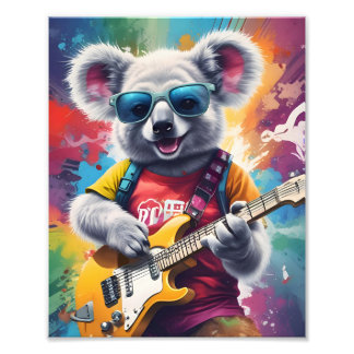 Koala spelar gitarr, sten graffiti fototryck