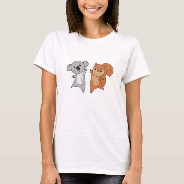 Koala Squirrels Cute Animals Kids Älskare T Shirt (Framsida)