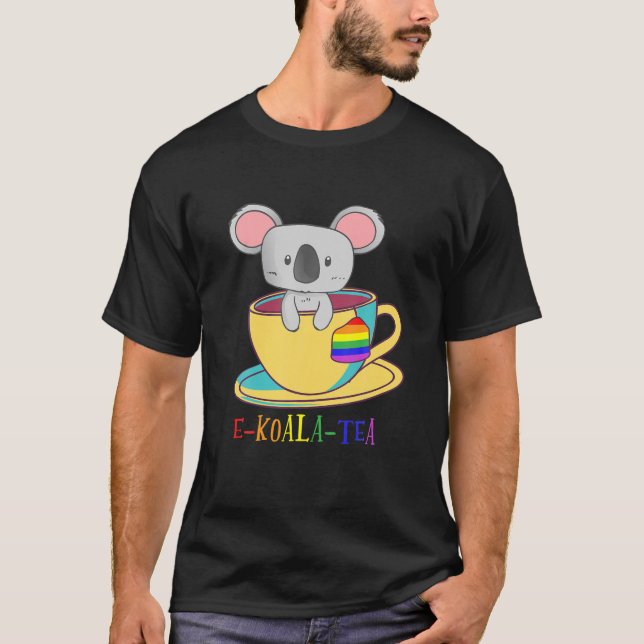 Koala Tea Equality LGBTQ Rainbow Queer Lesbisk Lov T Shirt (Framsida)