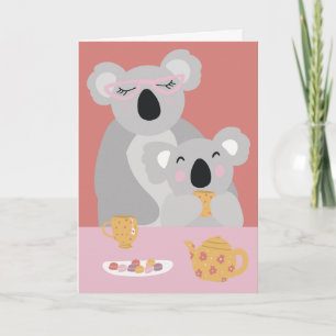 Koala Tea Time Cute Mors dag Greeting Card Kort