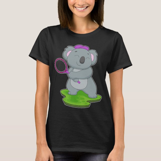 Koala Tennis Tennis racket T Shirt (Framsida)