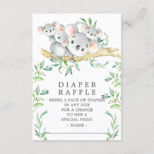 Koala Triplets Baby Shower Diaper Raffle Biljett Tilläggskort