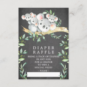 Koala Triplets Baby Shower Diaper Raffle Biljett Tilläggskort