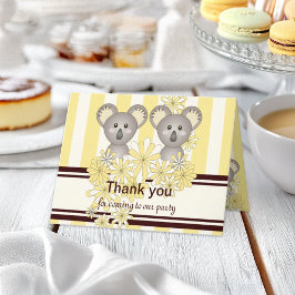Koala-tvilling födelsedag / Baby Shower Tacksägels Tack Kort