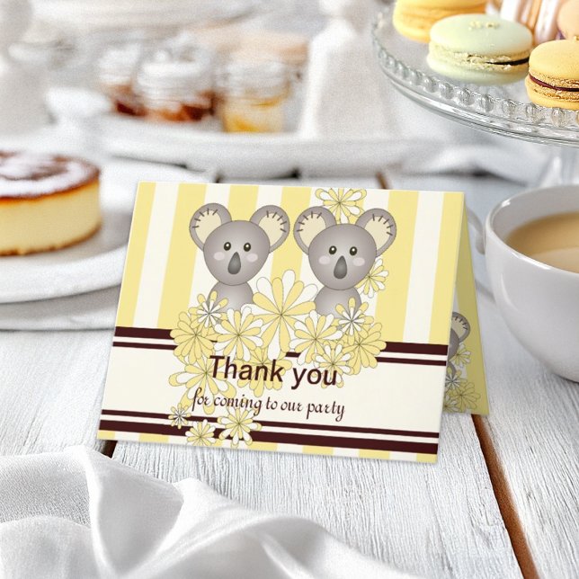 Koala Tvilling Födelsedag / Baby Shower Tacksamhet Tack Kort (Skapare uppladdad)