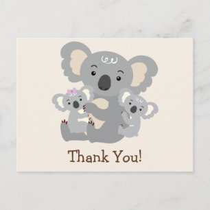 Koala Twillingars Baby Shower Tack Vykort