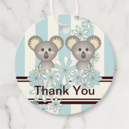 Koala Twin Boy Shower / Birthday Tack Gåvor Etiketter