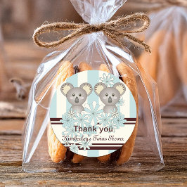 Koala Twin Boy Shower / Birthday Tack Runt Klistermärke