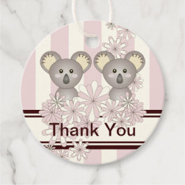 Koala Twin Girl Baby Shower / Birthday Tack Gåvor Etiketter