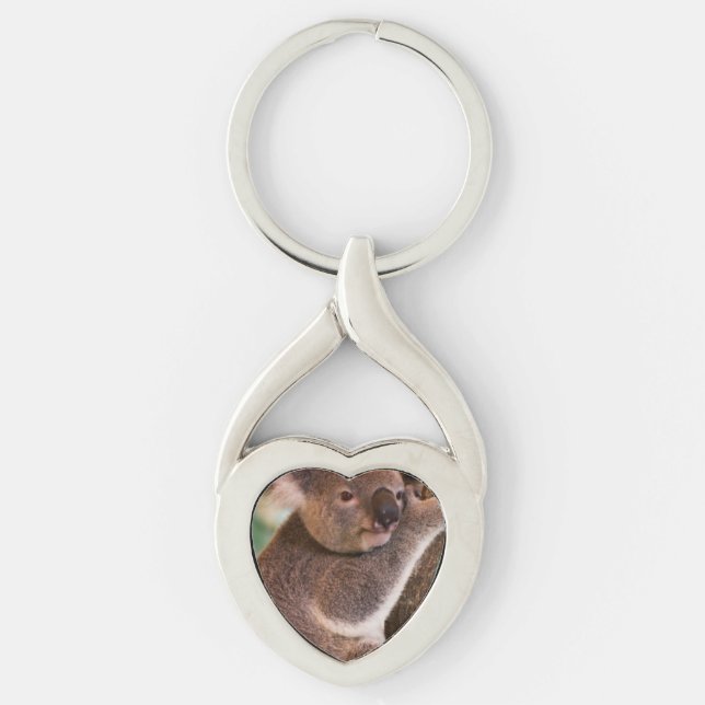 Koala Twisted Heart Silverfärgad Nyckelring (Framsidan)