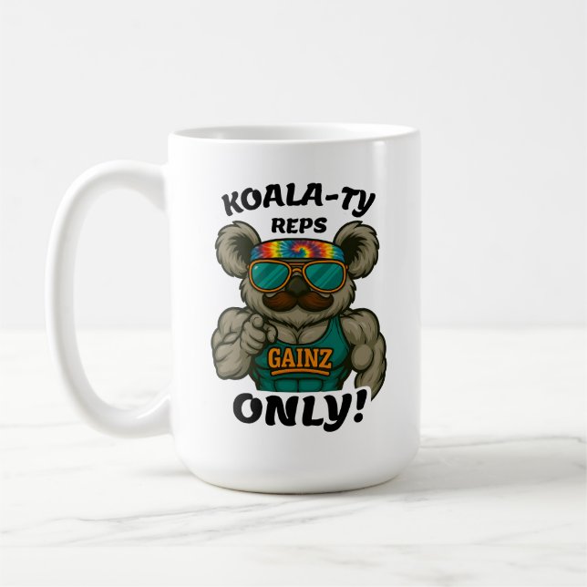 Koala-ty Reps Endast – Rolig Koala Gym Träning Kaffemugg (Vänster)