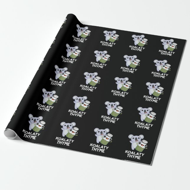 Koala-ty Thyme Funny Koala Thyme Pun Mörk BG Presentpapper (Utrullad)