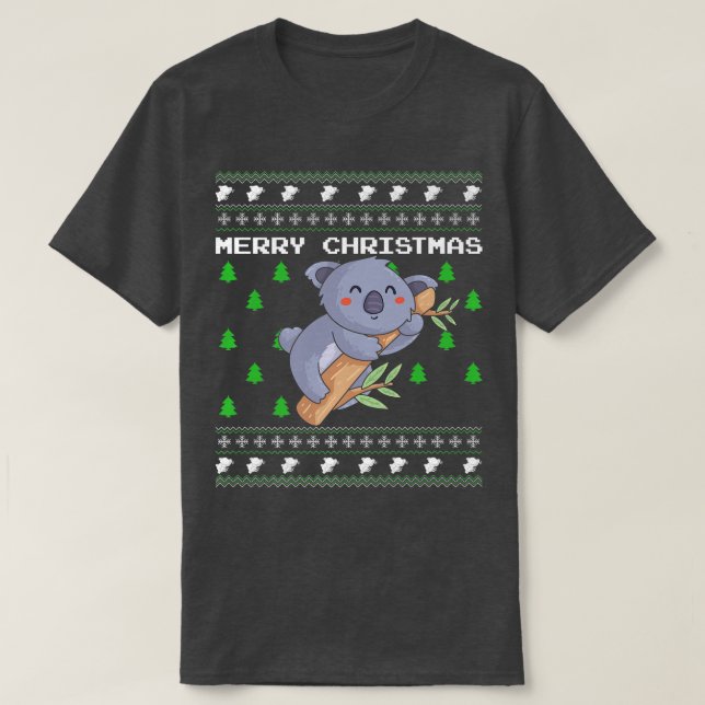 Koala Ugly Christmas Party Celebration Candy Greet T Shirt (Design framsida)