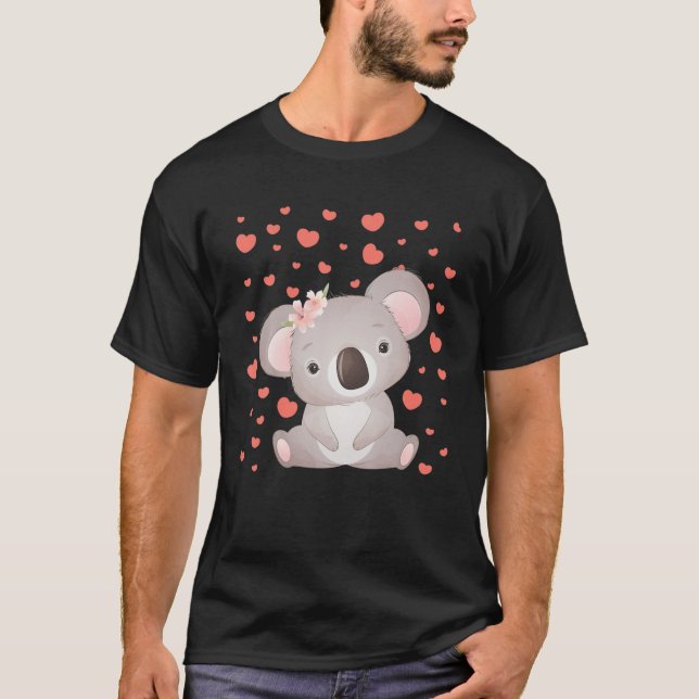 Koala Valentindagen Red Heart för Koala Älskare T Shirt (Framsida)