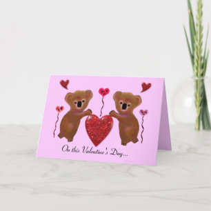 Koala Valentine Hearts Cards Helgkort