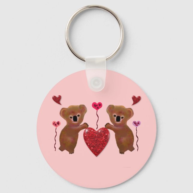 Koala Valentine Hearts Keychains Nyckelring (Framsida)