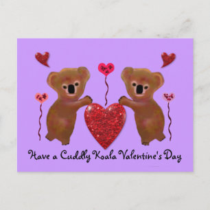 Koala Valentine Hearts Postcards Helg Vykort