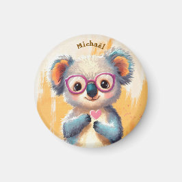 Koala Valentine's Day Heart Badge Kids School  Magnet