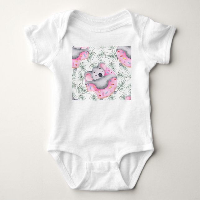 Koala vattenfärg, tropiska mönster. t shirt (Framsida)