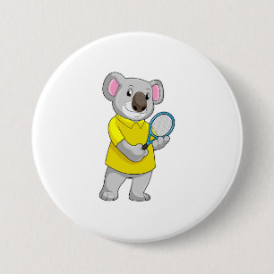 Koala vid Tennis med tennis racket Knapp