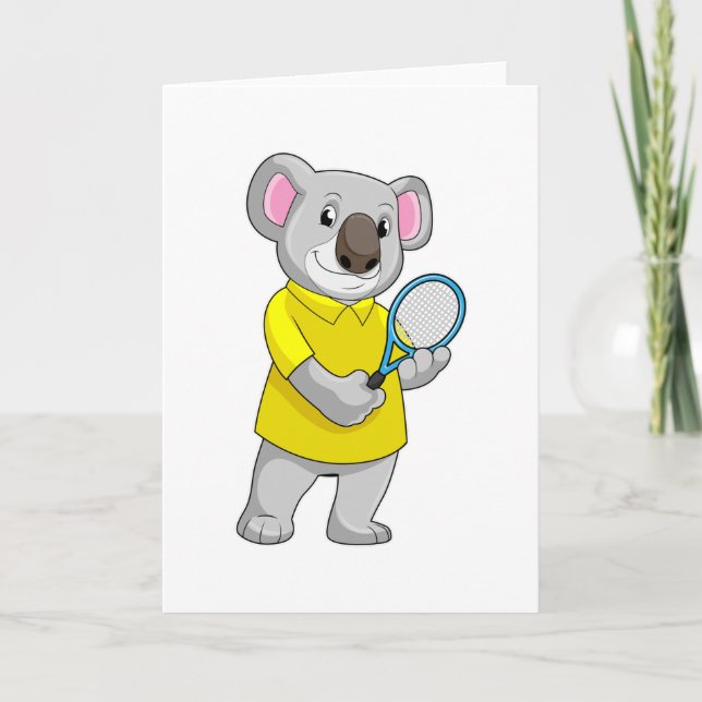 Koala vid Tennis med tennis racket Kort (Framsida)
