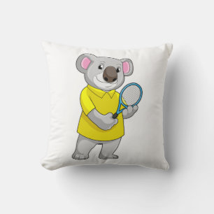 Koala vid Tennis med tennis racket Kudde