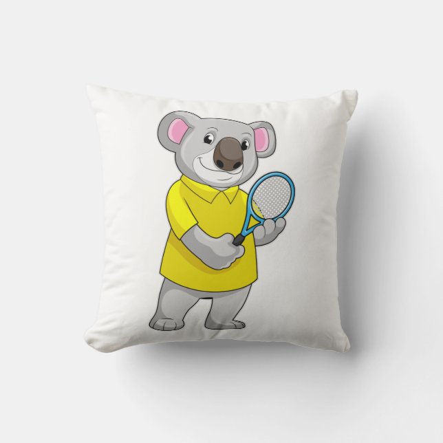 Koala vid Tennis med tennis racket Kudde (Framsida)