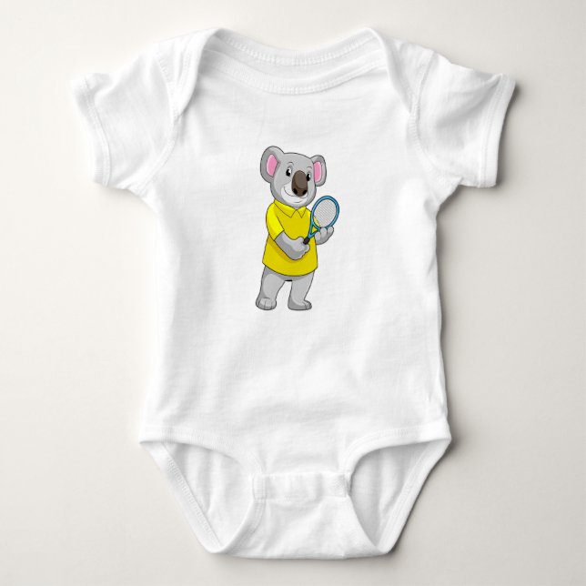 Koala vid Tennis med tennis racket T Shirt (Framsida)