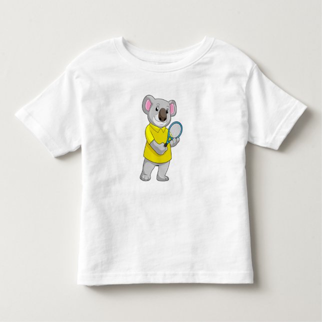 Koala vid Tennis med tennis racket T Shirt (Framsida)