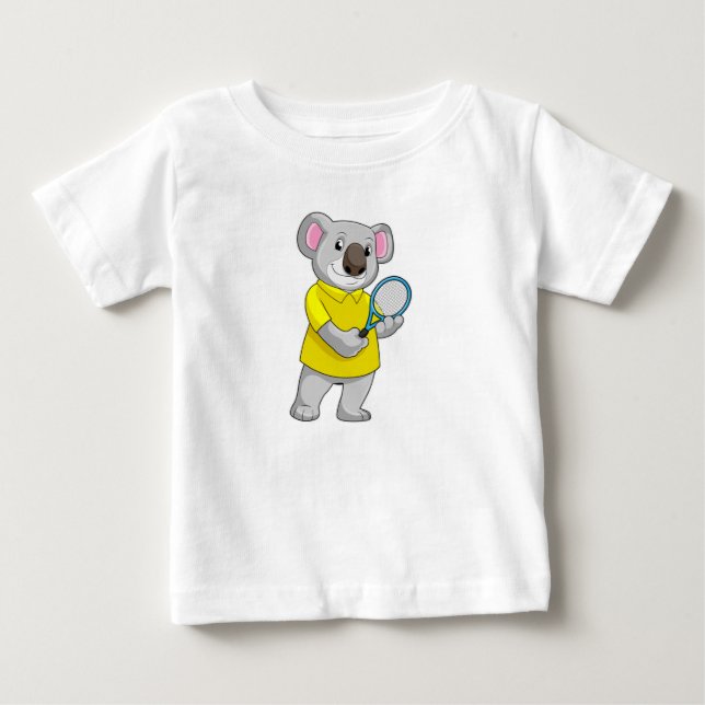 Koala vid Tennis med tennis racket T Shirt (Framsida)