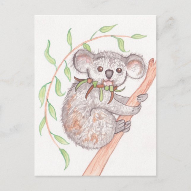 Koala vid Träd Gren Vykort (Framsida)