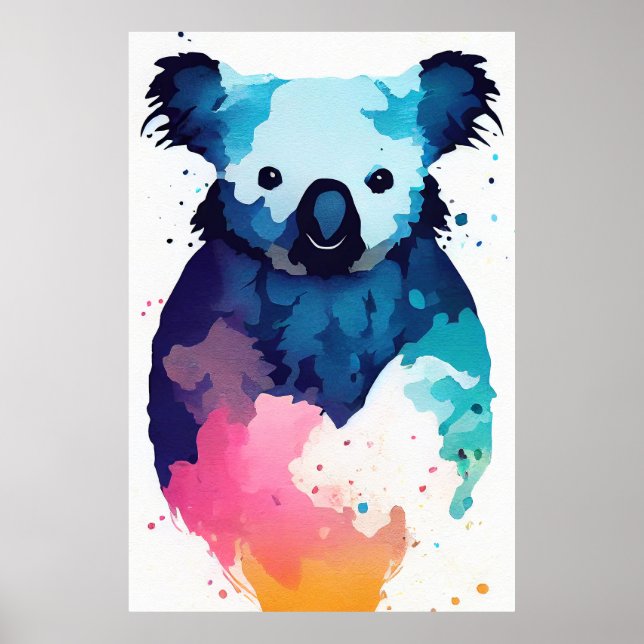 Koala Vild Nature Animal Färg Art Painting Poster (Framsidan)