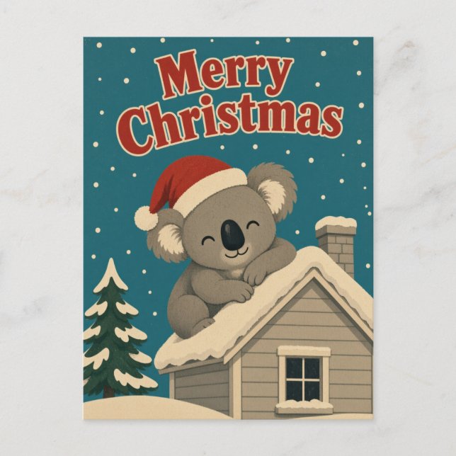 Koala Vinter Tak Djur Jul Vykort (Framsida)