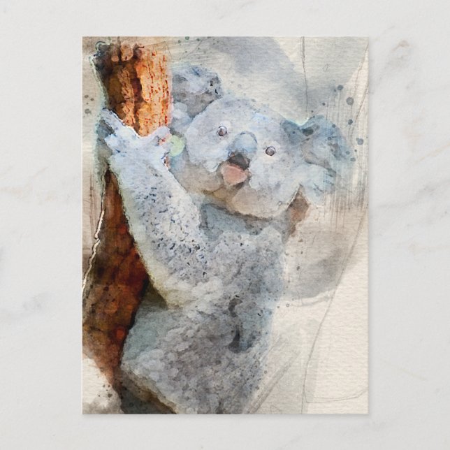 Koala Watercolor Postcard 2022 Vykort (Framsida)