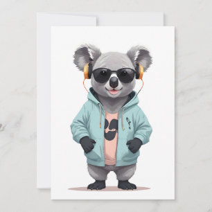 Koala Wearing Hoodie Funny Coola Animal Character Inbjudningar