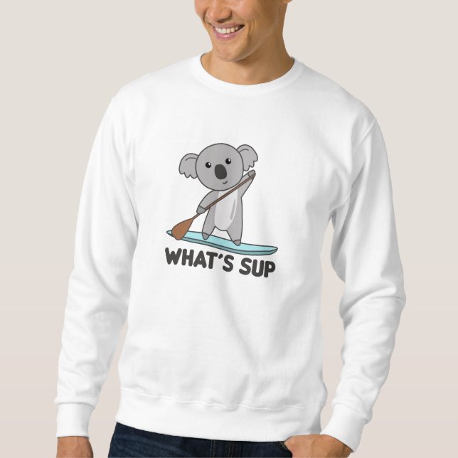 Koala Whats Sup Team Funny Koalas Paddle Lång Ärmad Tröja (Framsida)