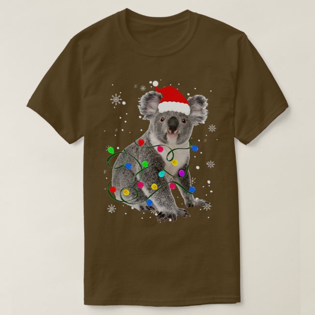 Koala With Christmas Lights Christmas Animals Koal T Shirt (Design framsida)