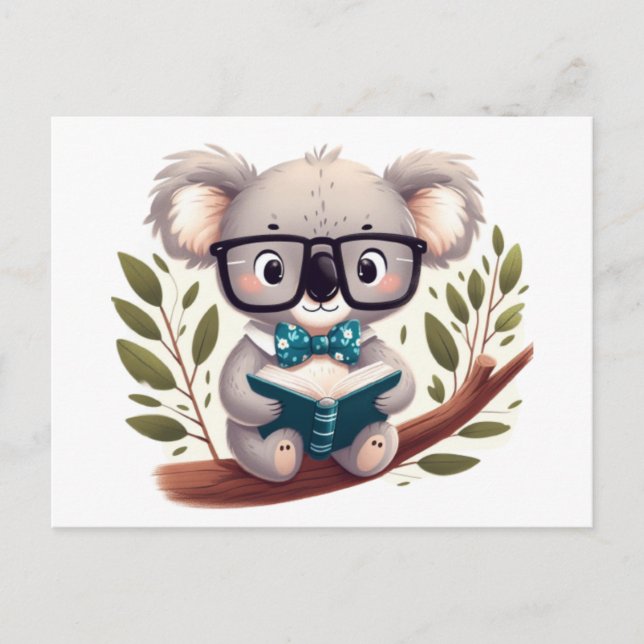 Koala with glasses vykort (Framsida)