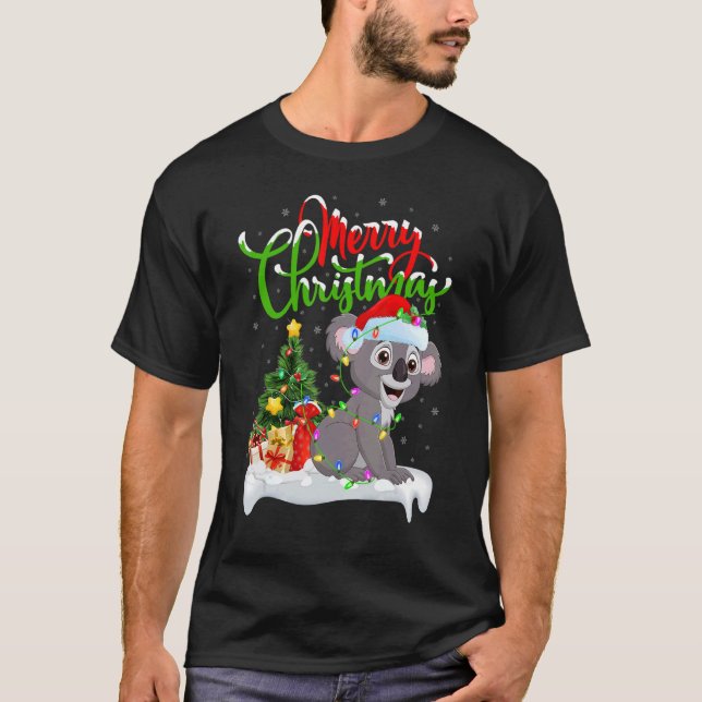 Koala   Xmas Decorations Santa Koala Christmas T Shirt (Framsida)