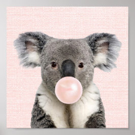 KOALABÄR PUSTAR UT RÖS BUBBELGUMMIAFFISCH POSTER
