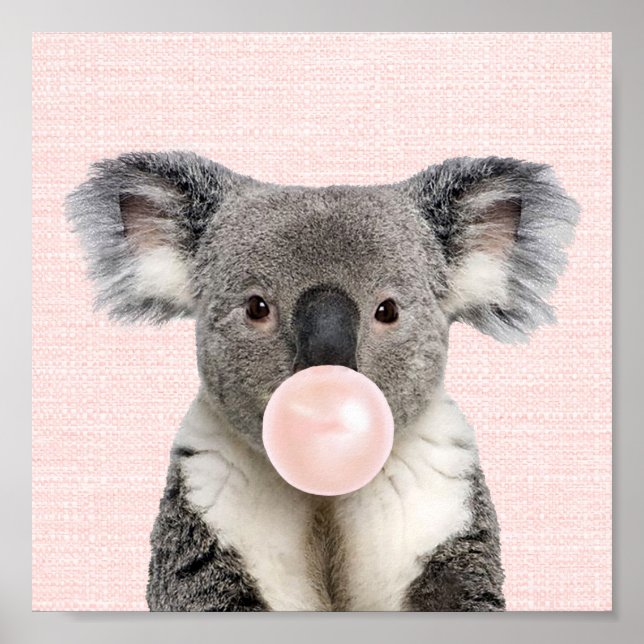 KOALABÄR PUSTAR UT RÖS BUBBELGUMMIAFFISCH POSTER (Framsidan)