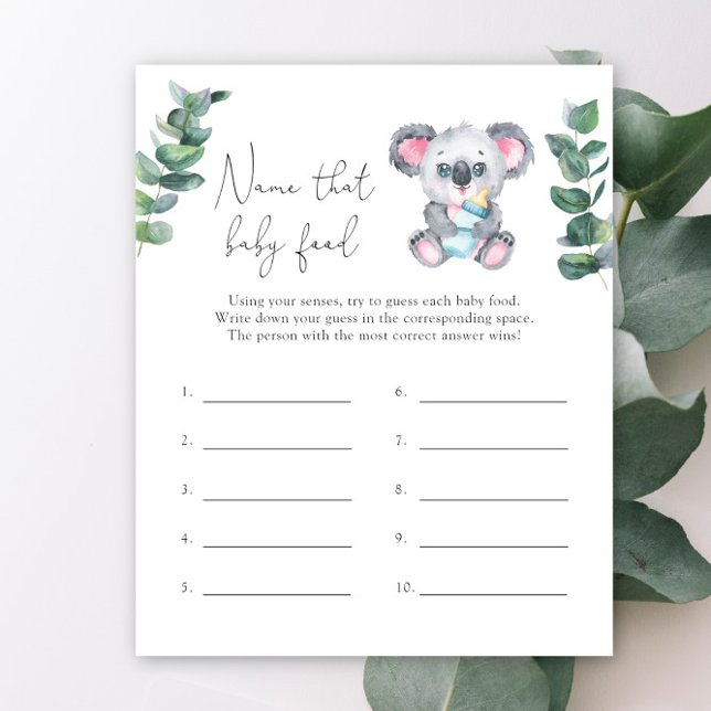 Koalabjörn - Gissa bebisens mat Baby shower spel (Skapare uppladdad)