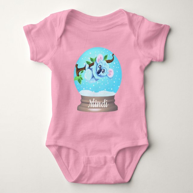 Koalabjörn snöglob söt rosa blå liten flicka t shirt (Framsida)