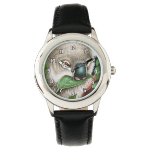 Koalaen som mumsar ett löv, lurar klockan armbandsur