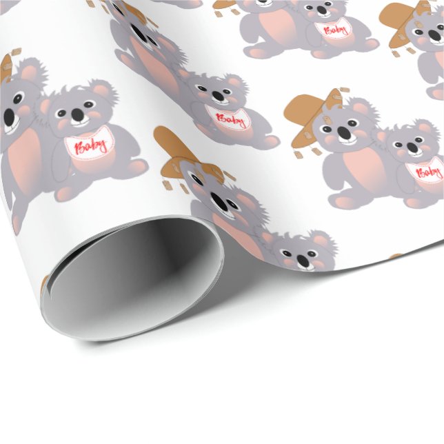 Koalaen uthärdar den toppna gulliga baby shower presentpapper (Rullad Hörn)