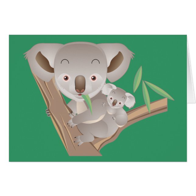 Koalafamilj Hälsningskort (Framsidan Horizontal)