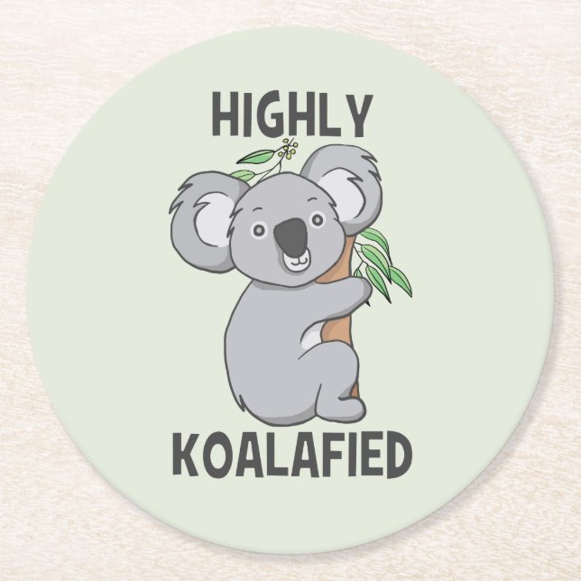 Koalafierad Koala Underlägg Papper Rund (Framsidan)